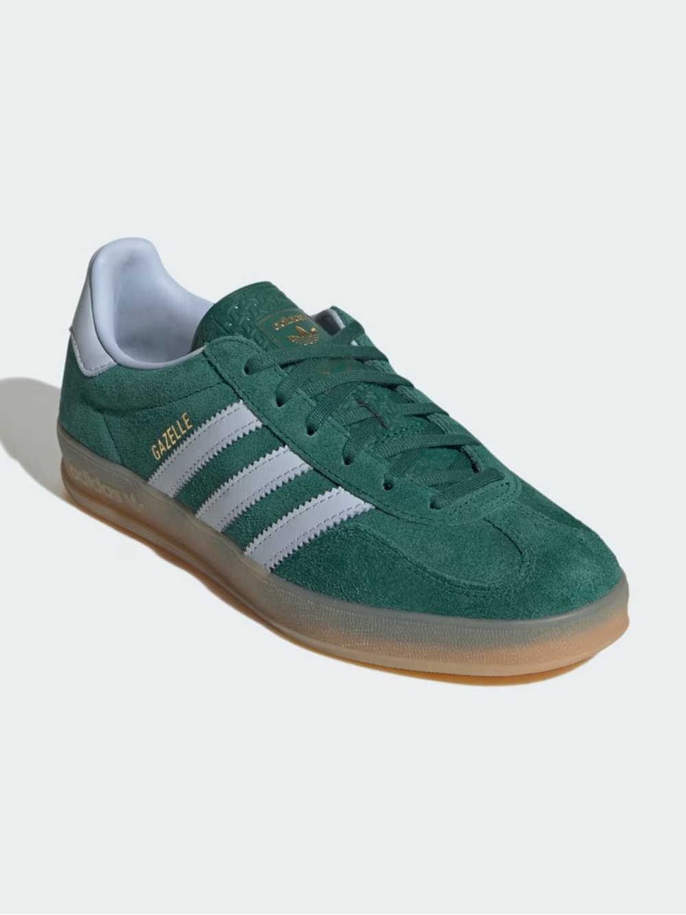 adidas Green Suede Gazelle with White Stripes and Gum Sole